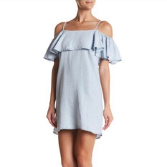 Romeo + Juliet‎ pinstripe cold shoulder mini dress - Picture 1 of 12